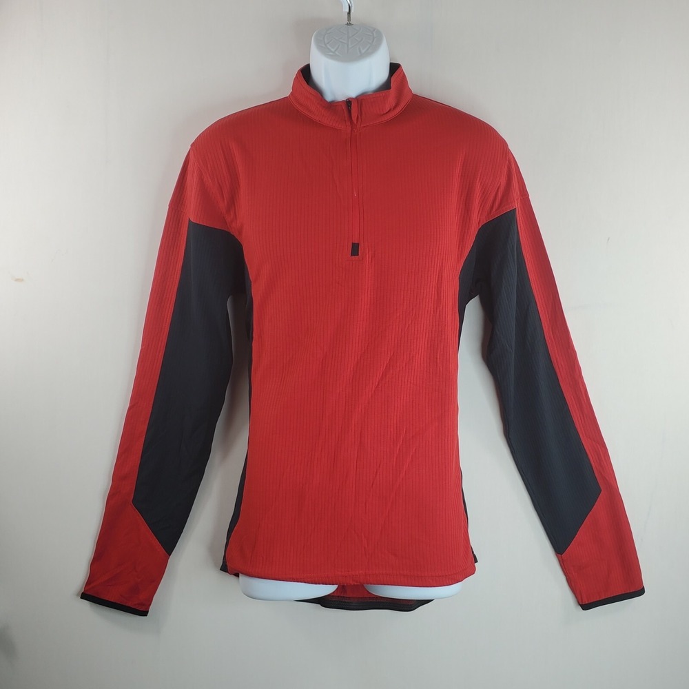 4 Sports Mens Orange Black 1/4 Zip Long Sleeve Activewear Pullover Size Large